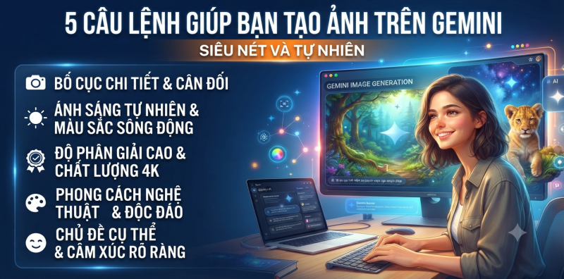 5 câu lệnh giúp bạn tạo ảnh trên Gemini siêu nét và tự nhiên