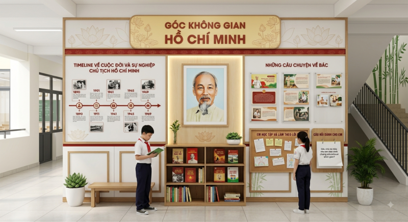 Promt phối cảnh 3D chân thực cho một “GÓC KHÔNG GIAN HỒ CHÍ MINH”