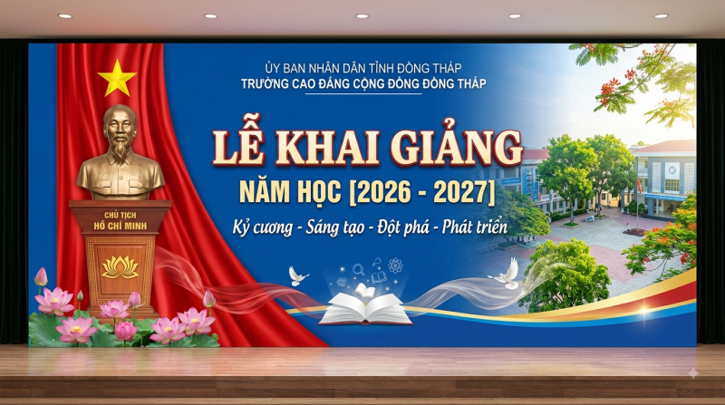 Promt thiết kế phông nền sân khấu Lễ Khai Giảng năm học mới